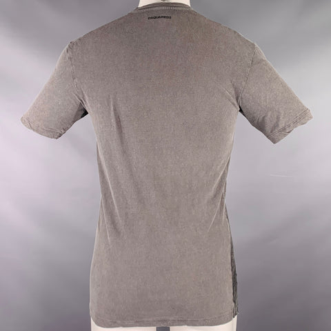 DSQUARED2 Size M WTF Bear Grey Black Cotton Short Sleeve T-shirt