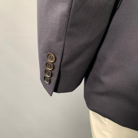 DUCKIE BROWN Size 42 Navy Black Wool Tuxedo Sport Coat