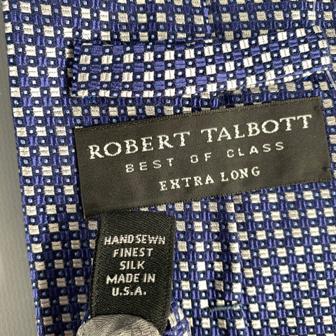 ROBERT TALBOTT Navy Grey light blue Geometric Silk Tie