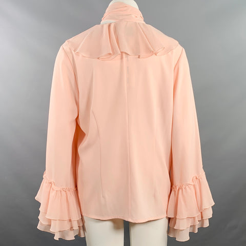 RODARTE Size 18 Pink Polyester Blend Ruffled V-Neck Blouse