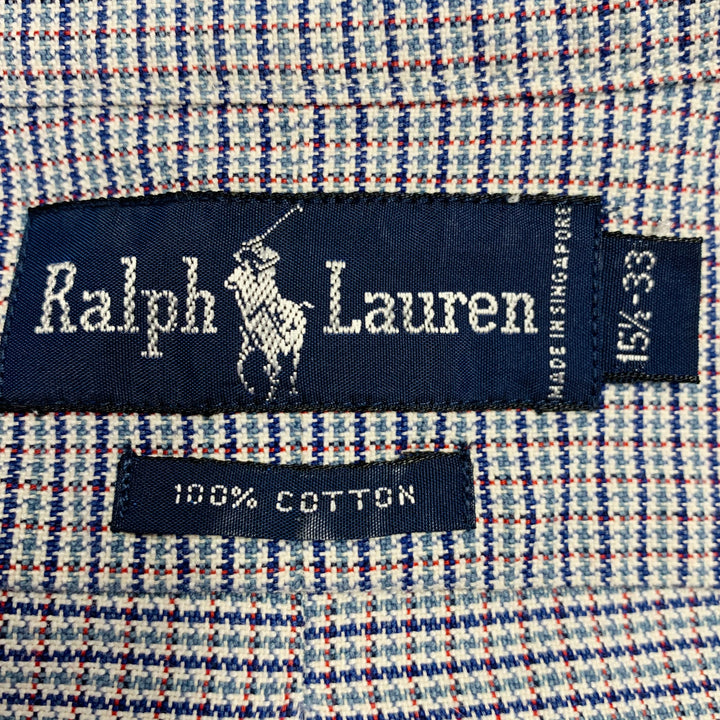 RALPH LAUREN Size M Blue Red Woven Cotton One Pocket Long Sleeve Shirt