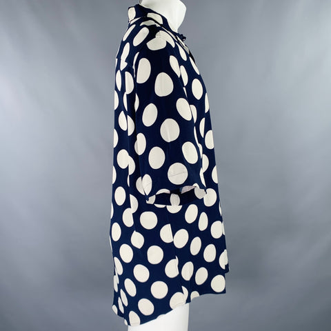 AMI by ALEXANDRE MATTIUSSI Size S Navy White Polka Dot Short Sleeve Shirt