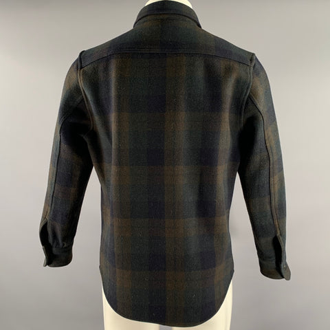 TAYLOR STITCH Size M Green Navy Plaid Wool Nylon Shirt Jacket