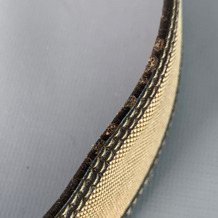 PRADA Size 38 Tan Brown Logo Canvas Leather Belt