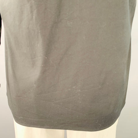 HIGH Size L Black Cotton Blend One Pocket Long Sleeve Shirt