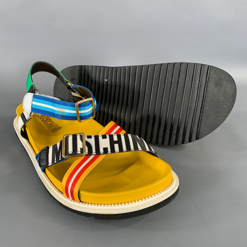 MOSCHINO Nastro St. Righe Size 12 Multi-Color Geometric Sandals