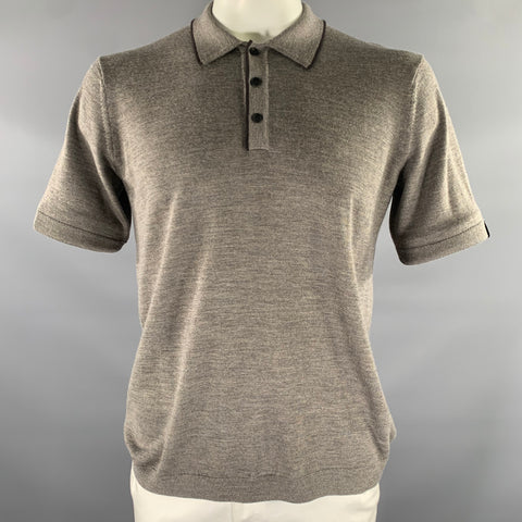RAG & BONE Size L Brown Black Knitted Wool Cashmere Buttoned Polo