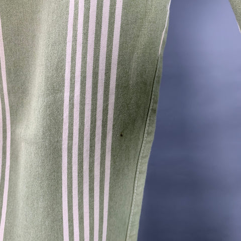 TENDER CO. Size L Green White Stripe Cotton Straight Button Fly Casual Pants