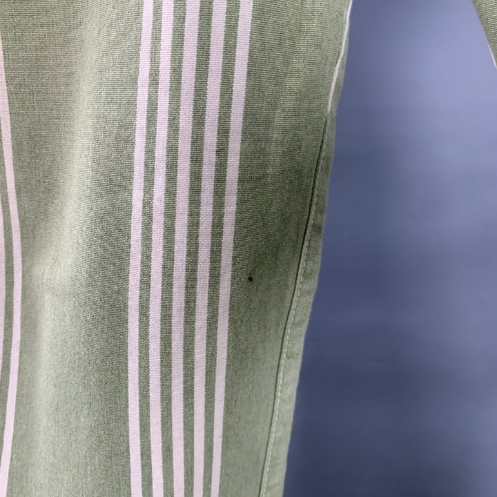 TENDER CO. Size L Green White Stripe Cotton Straight Button Fly Casual Pants