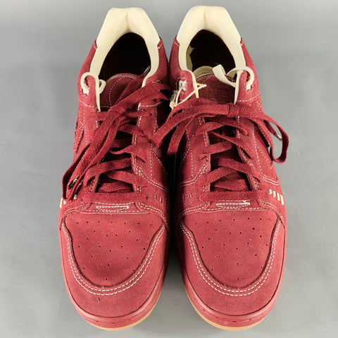 CONVERSE Size 12 Burgundy White Contrast Stitch Leather Lace-Up Sneakers