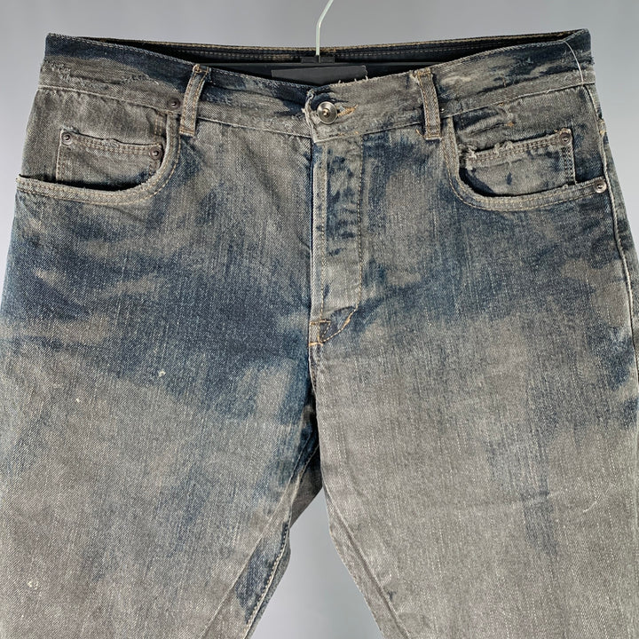 DRKSHDW Size 32 Grey Black Marble Cotton Button Fly Jeans