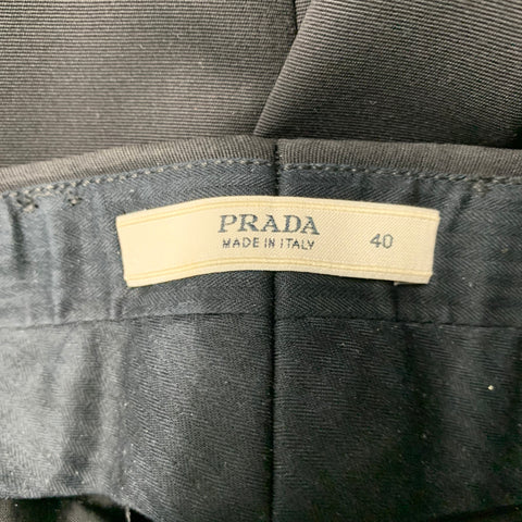 PRADA Talla 4 Pantalón de vestir recto con adornos de lana virgen negro