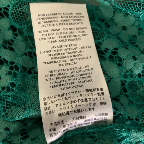 GUCCI Size M Green Lace Polyamide Blend Button Up Long Sleeve Shirt