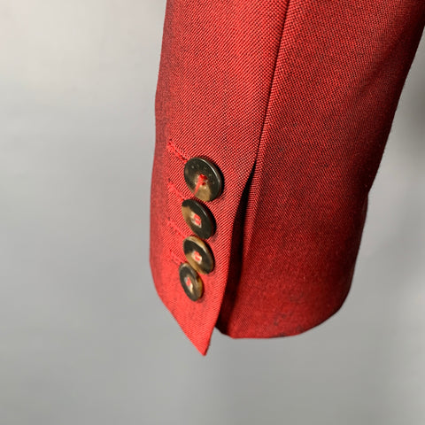 KENZO Size 38 Burgundy Wool Mohair Notch Lapel Suit