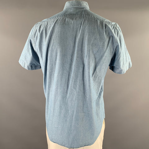 ADAM KIMMEL Size L Blue Light Wash Cotton Western Short Sleeve Shirt