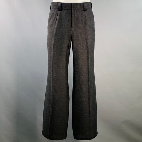 LANVIN Size 44 Regular Black Silk Cashmere Blend Peak Lapel Suit