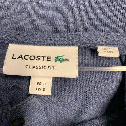 LACOSTE Size S Blue Cotton Half Placket Polo