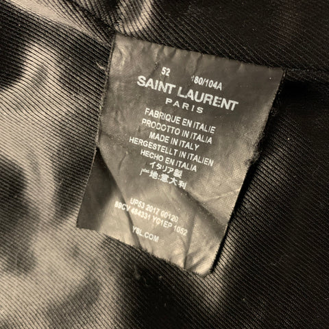 SAINT LAURENT Size 42 Black Distressed Leather Biker Jacket