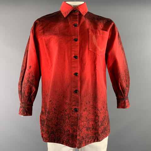 MARCELL VON BERLIN Chest Size M Size M Red Black Distressed Cotton Denim Jacket