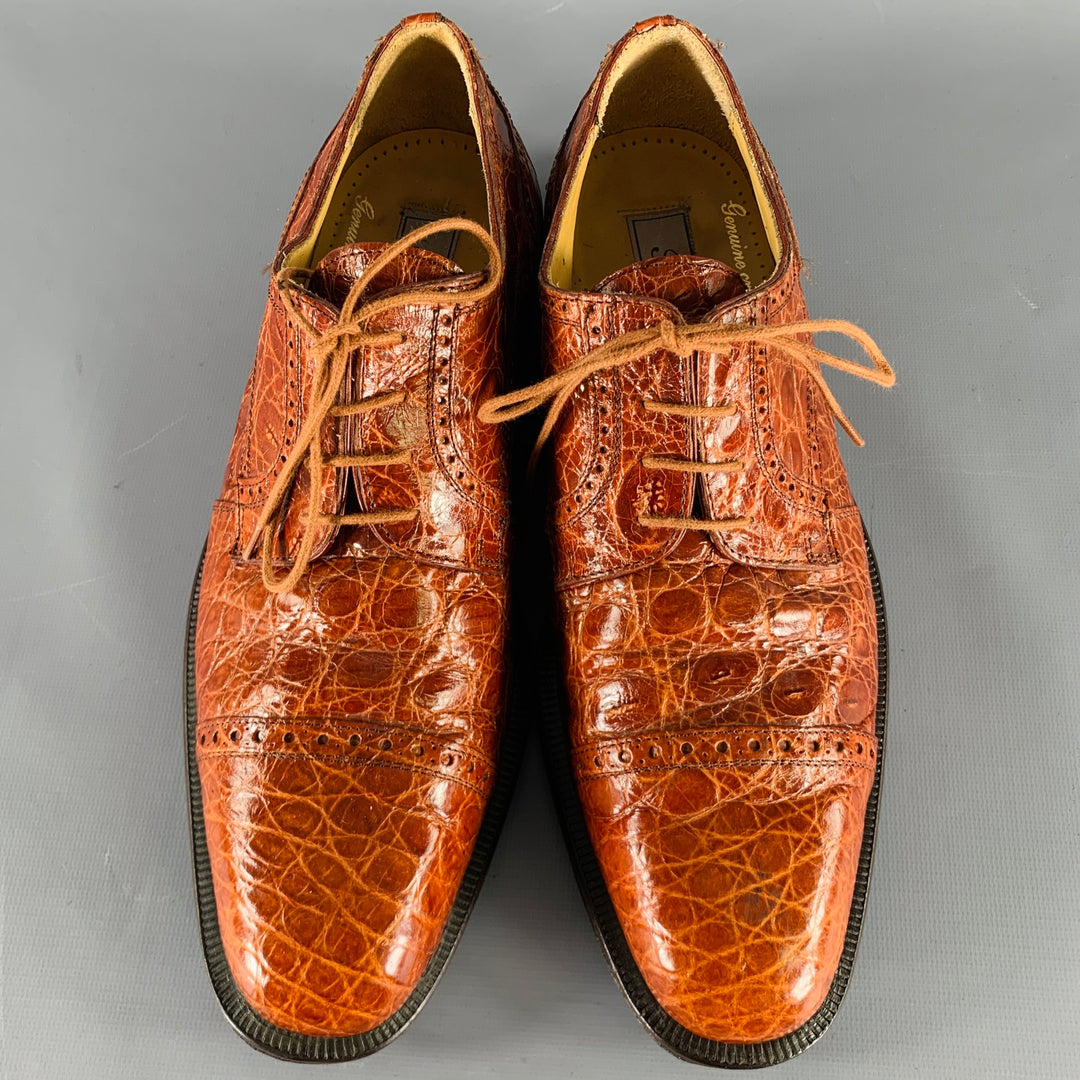 FORLI Size 10 Brown Tan Cap Toe Lace-Up Shoes