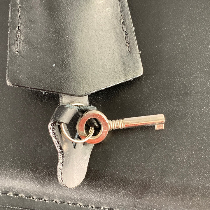 GIANFRANCO FERRE Black Leather Briefcase Push Lock Bag