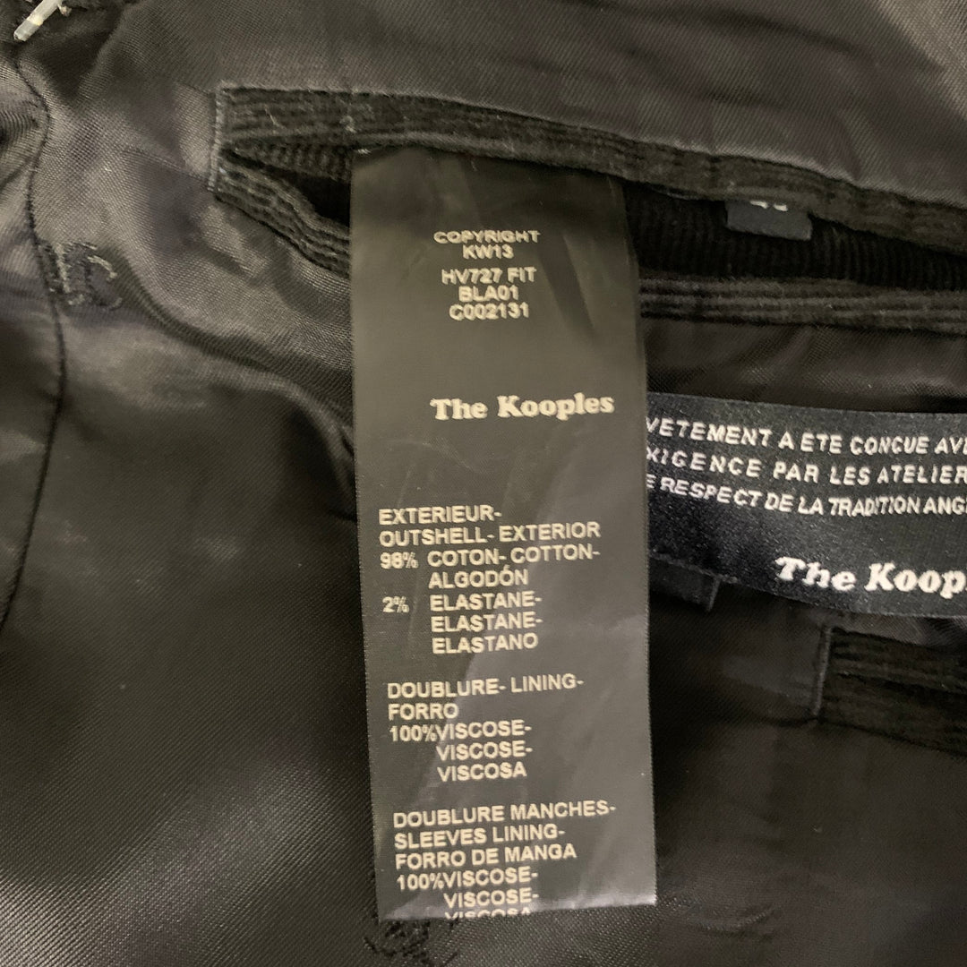 THE KOOPLES Size 38 Black Corduroy Cotton Blend Notch Lapel Sport Coat