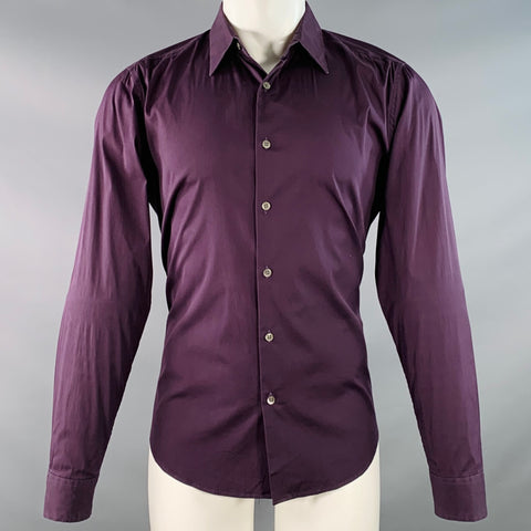 THEORY Size M Sylvain Purple Cotton Blend Pointed Collar Long Sleeve Shirt