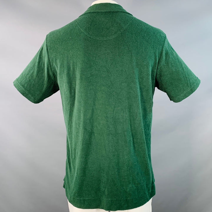 OAS Size L Green Orange Tiger Applique Cotton Terry One Pocket Polo