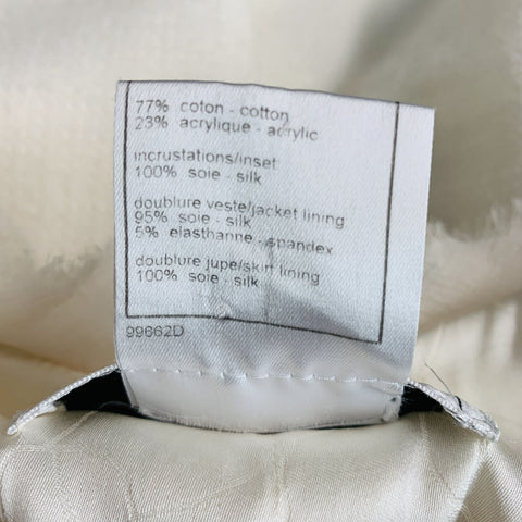 CHANEL Size 8 Cream Cotton Acrylic Textured Jacket