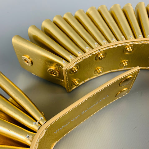 WALTER VAN BEIRENDONCK Spring 2023 Gold Leather Ruff Collar