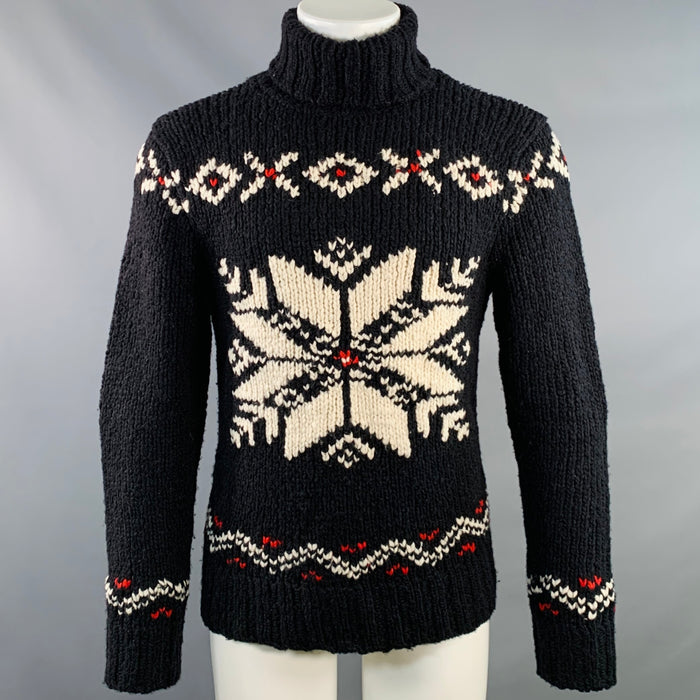 POLO by RALPH LAUREN Size M Black Red White Nordic Wool Alpaca Sweater
