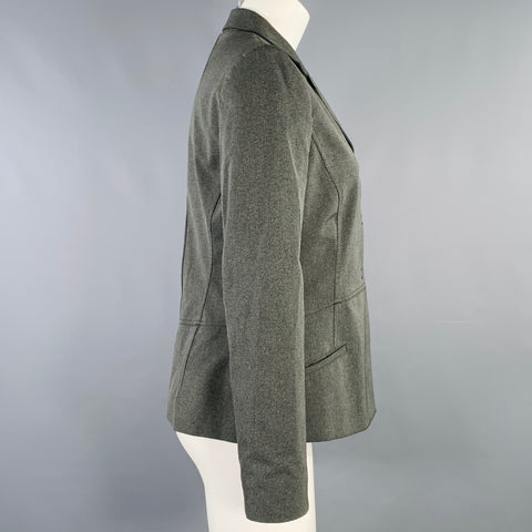 PRADA Size 6 Grey Charcoal Polyester Blend Snaps Jacket Blazer