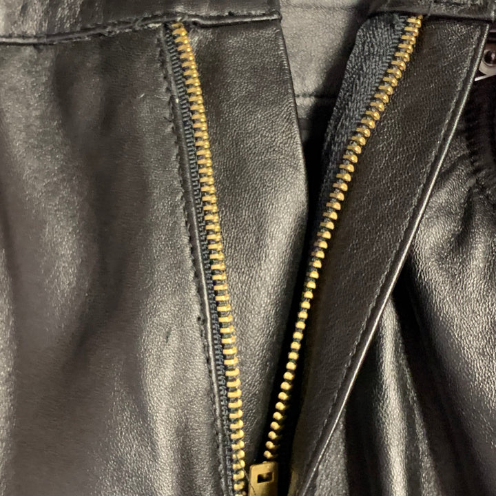 THE ATTICO Size S Black Lambskin Leather High Waisted Breeches Casual Pants