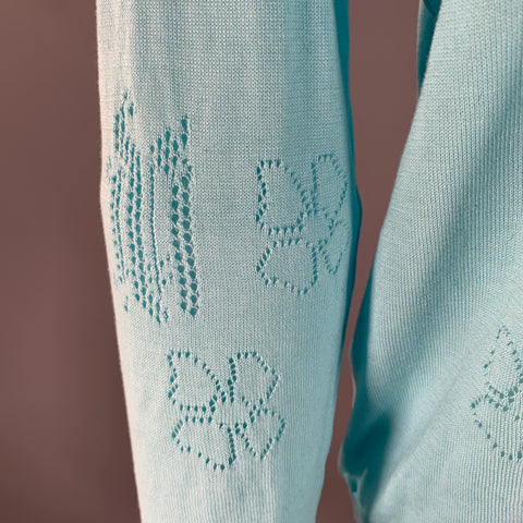 GIANNI VERSACE Size L Light Blue Knitted Cotton Crew-Neck Pullover