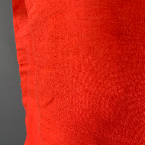 BARENA Size M Red Coral Linen Long Placket Short Sleeve Shirt