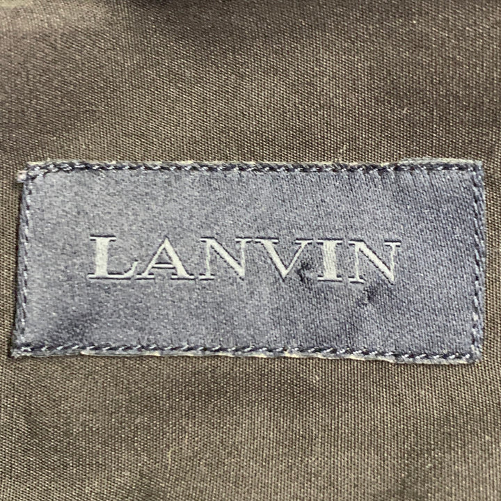 LANVIN Size M Black Cotton Double Layered Collar Button Up Long Sleeve Shirt