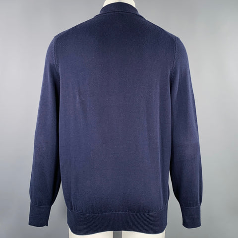 BRUNELLO CUCINELLI Size M Navy Knit Cotton Patch Pockets Cardigan