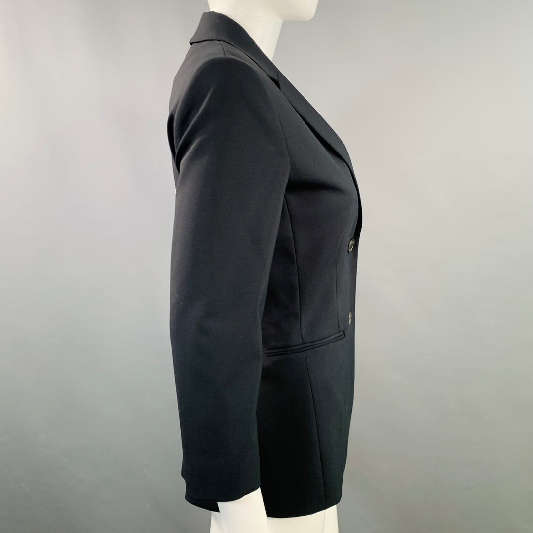 THE ROW Size 4 Schoolboy Navy Virgin Wool Blend Notch Lapel Jacket Blazer