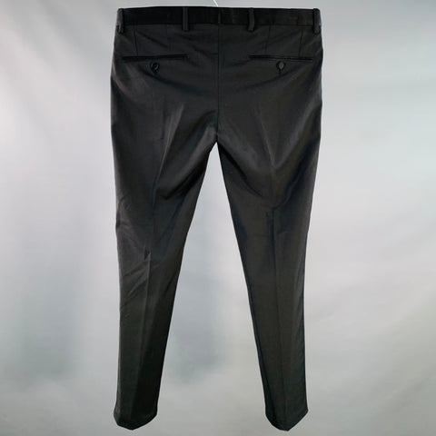 DOLCE & GABBANA Size 32 Black Polyester Blend Tuxedo Dress Pants