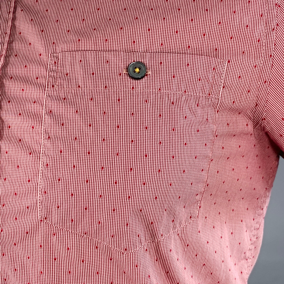 TED BAKER Size XS Bwenno Red White Dots Cotton Blend One pocket Short Sleeve Shirt