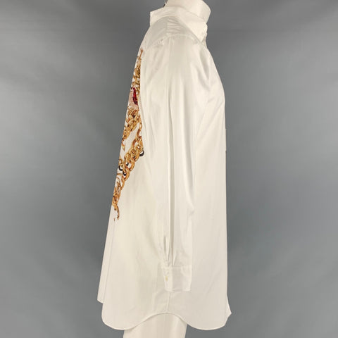 COMME des GARCONS HOMME PLUS Size S White Gold Embellishment Long Sleeve Shirt