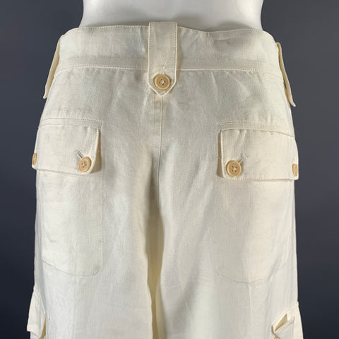 RALPH LAUREN Size 8 Cream Linen Sailor Casual Pants