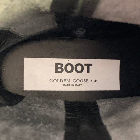 GOLDEN GOOSE Size 7 Black Leather Pull On Cowboy Boots