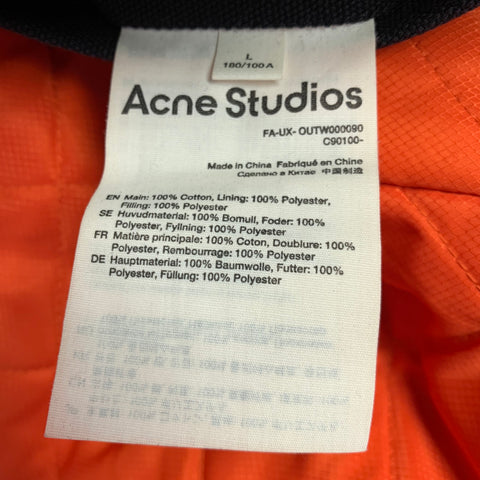 ACNE STUDIOS Size L Black Cotton Zip Up Bomber Jacket