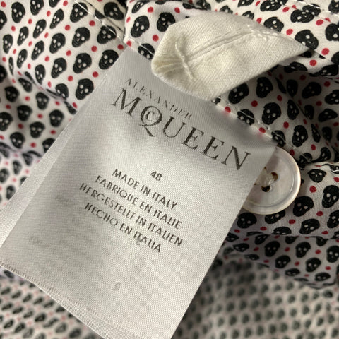 ALEXANDER MCQUEEN Chest Size 38 White Black & Red Skulls Cotton Sport Coat