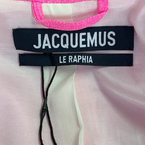 Veste Blazer Jacquemus Taille S Le Raphia Rose Fluo Blanc Mélange Viscose Col Cranté