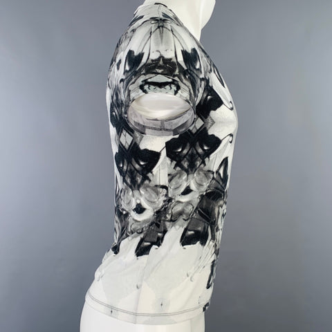 ARMAND BASI Size M Grey Charcoal Abstract Tencel Blend Short Sleeve T-shirt