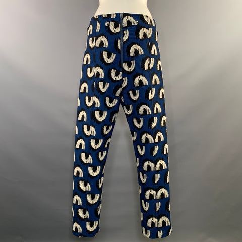 RACHEL COMEY Size 8 Blue Black & White Nylon Blend Geometric Casual Pants