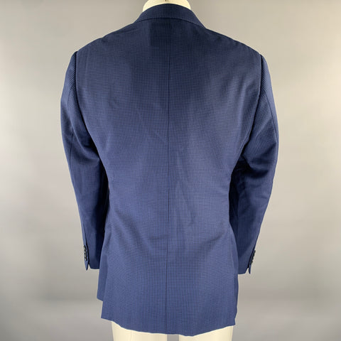 ARMANI COLLEZIONI Size 40 Blue Black Houndstooth Wool Sport Coat