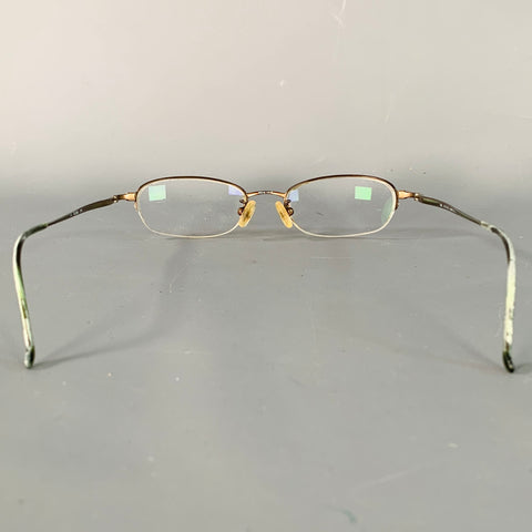 GUCCI Brown Metal Semi Rimless Eyewear Readers